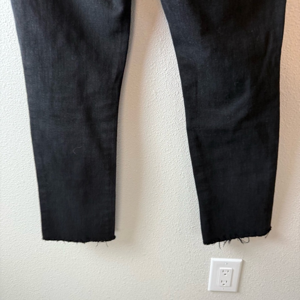 MOTHER Denim The Rascal Ankle Fray Straight Leg Jeans Pitch Black Women’s 28 - Picture 11 of 15